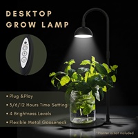 Lampu Tanam Desktop IP20 untuk Terarium Sayuran Sukulen - Leher Angsa Fleksibel Timer Otomatis 3/6/12 Jam 4 Tingkat Kecerahan Logam