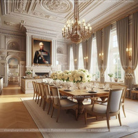 Table à manger extra-large de style européen pour 20 personnes, en bois massif américain, légèrement rétro, pour famille de château.