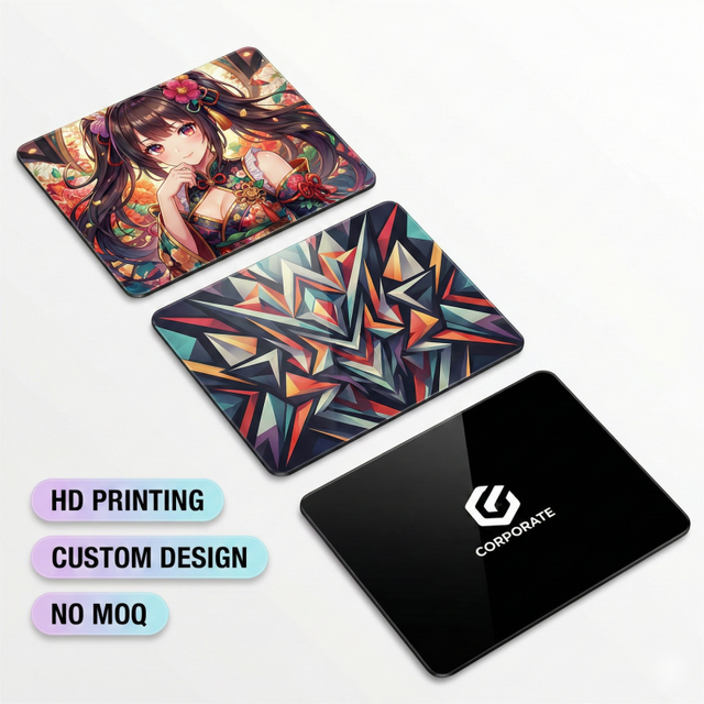 Factory Direct Glass Mouse Pad Non-Slip Extended Etched Control Laptop White Low Friction Black Desk Mat
