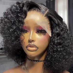 Peluca de Cabello Brasileño con Frente de Encaje 13x4, Densidad 250%, Corte Bob Corto con Ondas Sueltas y Rizadas, Transparente para Peluca con Frente de Encaje - Product Image 5