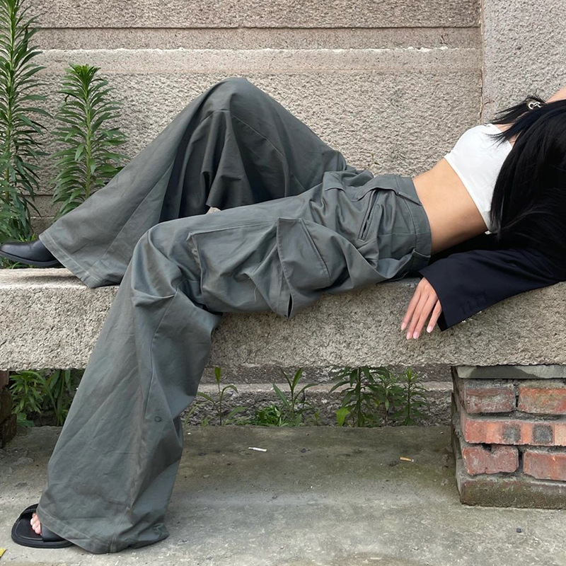 【未使用】Ameri vintage CARGO SLACKS PANTS Women's Summer American Vintage Overalls Straight Pants High