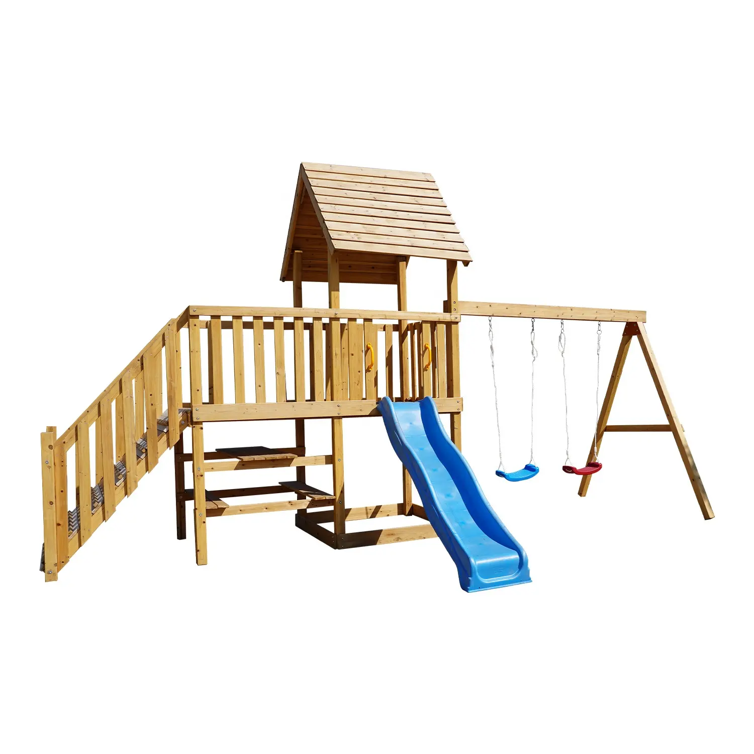 Jeu de balançoires en bois pour enfants, aire de jeux extérieure, équipement pour aire de jeux extérieure, toboggan