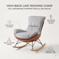 Fauteuil à bascule à dossier haut, fauteuil à bascule moderne en tissu, fauteuil à bascule en bois massif, fauteuil simple pour salon