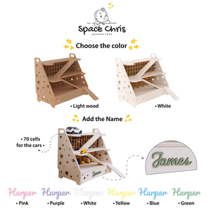 Personalizzato vivaio giocattolo auto parcheggio in legno giocattolo auto con rampa bambino ragazzo regalo di compleanno auto giocattolo legno <span class=keywords><strong>mensola</strong></span> di stoccaggio - Product Image 6