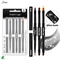 Lot de brosses à ongles en nylon à double extrémité avec manche en métal noir et paillettes pour manucure gel – Fournitures de salon en gros