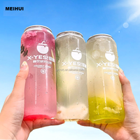 Bouteilles cylindriques transparentes en PET de 55 mm avec logo personnalisé, 300 ml/500 ml/650 ml, avec bouchon à clapet pour l'emballage de bière, thé, soda, jus, eau, crème