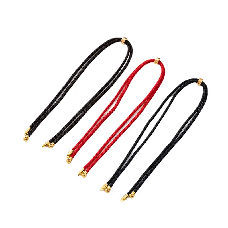 3.0Mm Verstelbaar Halsketting Touw Half Afgewerkt Rood Twee Secties Nylon Diy Voor Vrouwen Handgemaakt Materiaal Zwart Gehalen Kettingen