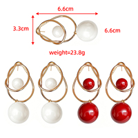 Nouvelles boucles d'oreilles pendantes tendance, plaquées or 18 carats, en alliage de zinc et acier inoxydable, forme cercle, grande perle, accessoire de fête pour femme