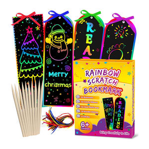 あなた自身のDIYスクラッチペーパーブックマークを作る面白いアートクラフトキット紙の描画子供のためのDIYブックマーク - Product Image 1