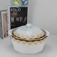 Ensemble de cuisinière de cuisine dorée avec four en céramique pour micro-ondes et casseroles à soupe et bouillon, bols et support inclus