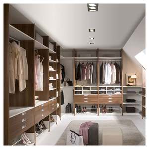 Modern L Shape Solid Wood Custom Italian Closets Elegant Detail Design White Clothes Organizers <b>Wardrobe</b> with Storage Cubes - Product Image 3