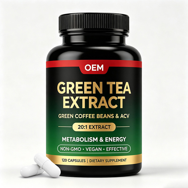 OEM 120 Count Natural Green Tea Extract Capsules Supplement for Adult Metabolic Support & Antioxidant