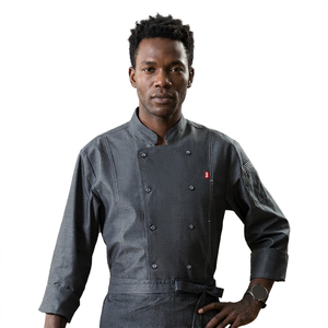 Double-Breasted Stand-Up Collar Chef's Uniform Classic Kitchen <b>Coat</b> Reinforced Stitching Polyester/Cotton Broadcloth Restaurants - Product Image 1