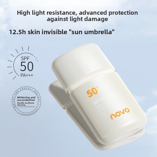 Wholesale Skin Care Sunscreen NOVO SPF50+ PA++++ Long Lasting 12.5H UV Barrier Whitening Hydrating Liquid Full Body Sun Repair