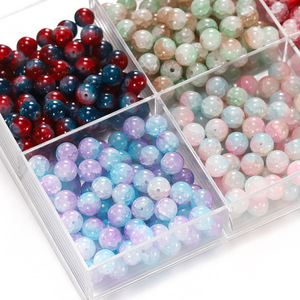 Perles de verre en gros 10 mm Perles de verre rondes bicolores craquelées de couleur gelée pour la fabrication de bijoux - Product Image 1