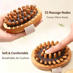 Brosse de massage corporelle en bois de hêtre naturel pour le corps entier, avec coussin d'air, pour massage à sec - Product Image 4