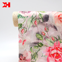 Étoffe en satin de soie polyester haute qualité, tissu imprimé à motifs floraux pour ruban