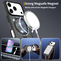 Coque de téléphone magnétique mate premium avec support rotatif à 360° intégré, anti-traces de doigts, antichoc et protectrice pour iPhone