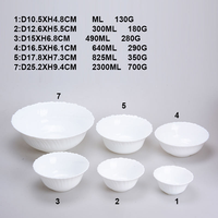 Vaisselle en verre en gros, assiettes plates et bols en verre opale blanc de 6, 7, 8, 9, 10, 11, 12 pouces