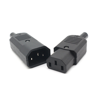 Connecteur de câblage industriel C14/C13 à visser, type 10A 250V 3x0,75mm², en nylon et cuivre