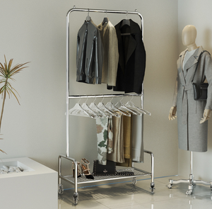 Espositore Mobile Moderno a Doppio Strato in Acciaio Inox, Altezza Regolabile, Multifunzionale, Facile da Montare, per <span class=keywords><strong>Uomo</strong></span> e Donna - Product Image 3