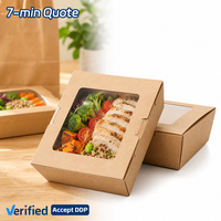 SOTON Boîte à lunch en papier kraft avec fenêtre, de qualité alimentaire, écologique, durable et petite, pour emporter, naturelle