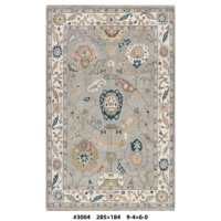 Traditioneller Oushak Wollteppich mit Blumenmuster in Persisch-Blau, Wendbarer Wohnzimmerteppich