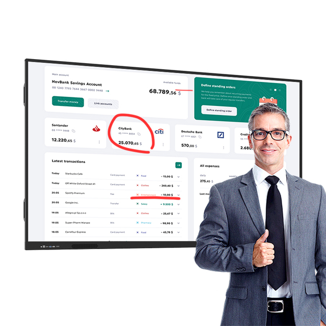 Interactive Whiteboard with Pen/Finger Infrared Touch Android+Win OS Multifunctional for Schools & Offices