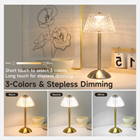 Lampes de table LED à contrôle tactile de luxe-Veilleuse rechargeable sans fil à gradation 3 couleurs pour le style de la chambre à coucher moderne, portable