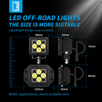 Projecteurs LED 4x4 de 3 pouces, 18W, 1296LM, 150m, Spot Amber DRL, Feux de Conduite, Étanche IP68 pour Jeep Wrangler Bronco