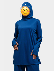 Hijab intégré Top à capuche <span class=keywords><strong>Sport</strong></span> Wear Soft Modesty Navy Pink Rose Taupe Black Quick Dry Newest Muslim Gym Thumb Hole - Product Image 5