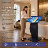 Kiosco Interactivo con Pantalla Táctil de 32 Pulgadas y LED de Colores, Kiosco Todo en Uno, Kiosco Táctil Interactivo, Señalización Digital de Autoservicio