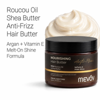 Beurre capillaire nourrissant OEM à l'huile de Roucou, beurre de karité, noix de coco et argan – Soin anti-frisottis et revitalisant en profondeur pour les cheveux