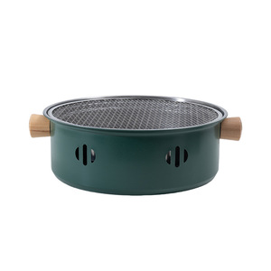 Barbecue portable d'extérieur en acier inoxydable, réchaud de camping avec poignées en bois pour la cuisson en plein air et la préparation du thé - Product Image 1