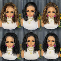 Piano Highlight coloré court Bob Pixie Cut perruques de cheveux humains bruts cheveux vierges péruviens bruts sans colle Full HD Lace Frontal Bob perruques