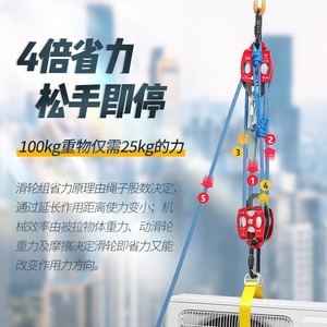 Alnas Pulley System 4x Effort Saving 1.2 Ton Load For Lifting And Rescue Operations - Product Image 2