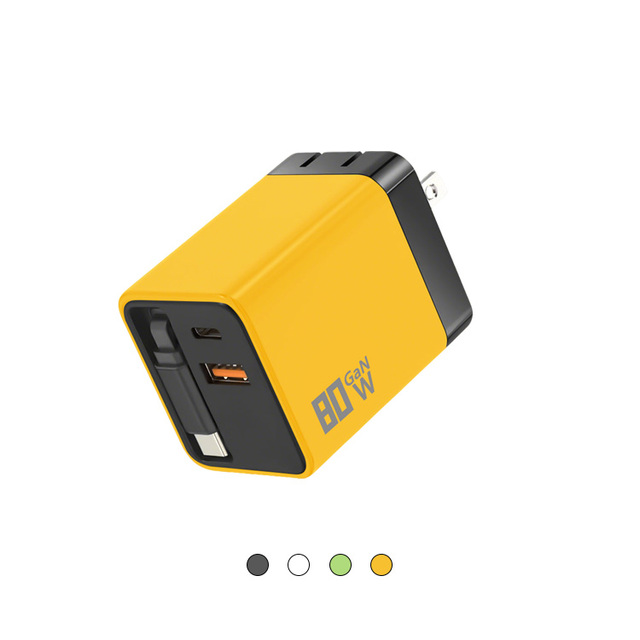 Retractable Portable Gan Fast Charger with Dual Ports Type a Type C for Mobile Phones
