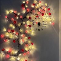 Lampe de décoration LED en forme de branche d'arbre enchantée avec des feuilles d'érable, des fleurs de cerisier roses et des roses, idéale pour la chambre à coucher ou un mariage
