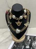 Mode coquille poire coeur diamant insecte charme pendentif collier 18k plaqué or grosse chaîne bijoux collier ras du cou ensemble femmes