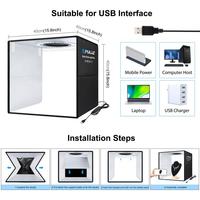 PULUZ kotak tenda pengambilan foto portabel, kotak cincin lipat portabel USB 40cm dengan 6 latar belakang warna dua sisi