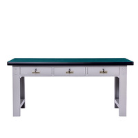 Table de travail en acier inoxydable en gros avec trois tiroirs de rangement, bureau personnalisé au design moderne, mobilier de bureau commercial durable