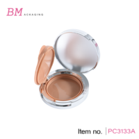 Emballage personnalisé de fond de teint, de crème BB et de correcteur cosmétique, en ABS argenté métallisé, rond, double coussin d'air, vide, 15 g