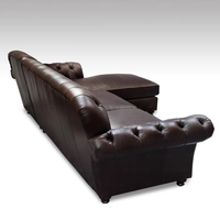 Canapé d'angle en L de style américain rétro, pieds en bois massif, cuir véritable pleine fleur, première couche de cuir de vachette importé, pour salon