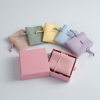 Boîte à bijoux personnalisée avec logo, boîte à bijoux de voyage, emballage de luxe, sac en microfibre avec cordon de serrage, boîtes cadeaux mignonnes