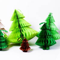 Décoration de Noël en papier nid d'abeille, arbre de Noël en papier 3D, centre de table, décoration suspendue pour Noël