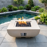 Brasero en béton poli à la main, table de feu de luxe pour l'extérieur, pour la cour