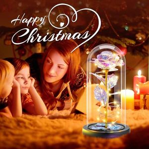 Rose éternelle sous cloche en verre, feuille d'or laser, fleur, 520, Tanabata, amoureux, Noël, fête des mères, anniversaire, cadeau pour fille - Product Image 2