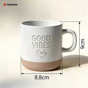 Mug à café en céramique mouchetée, glaçure bicolore, base en terre cuite, tasse en grès, logo personnalisé au laser, pour la maison, le bureau, ou comme cadeau - Product Image 2