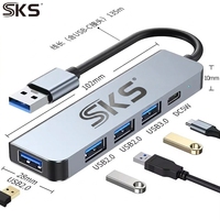 Hub USB 3.0 7 en 1, double entrée USB Type C, adaptateur multi-ports USB avec charge PD pour ordinateur portable, PC, téléphone