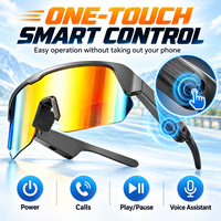 Lunettes de cyclisme intelligentes 5.3 44g UV400 130mAh 4-5H Musique Commande tactile Étanche IPX-4 Type-C Audio ouvert 50H en veille Lentille anti-vent